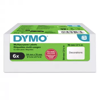 DYMO Original LabelWriter multidoel-etiketten | 54 mm x 70 mm | zelfklevend | 6 rollen met elk 320 makkelijk loslaatbare etiketten (1.920 stuks) | voor LabelWriter-labelprinters | gemaakt in Europa