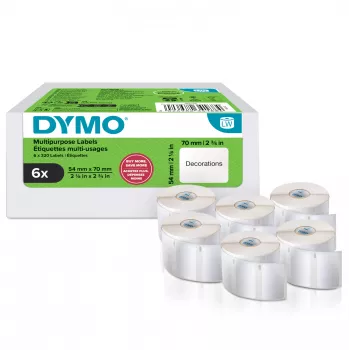 DYMO Original LabelWriter multidoel-etiketten | 54 mm x 70 mm | zelfklevend | 6 rollen met elk 320 makkelijk loslaatbare etiketten (1.920 stuks) | voor LabelWriter-labelprinters | gemaakt in Europa