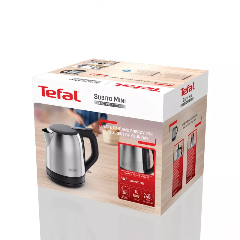 Tefal Subito Mini KO5S2DE0 waterkoker 1 l 2400 W zwart, roestvrij staal