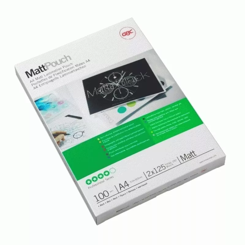 GBC lamineerfolie A4 mat 100 micron, mat, A4, 216 mm, 0,2 mm, 303 mm, 100 stuks