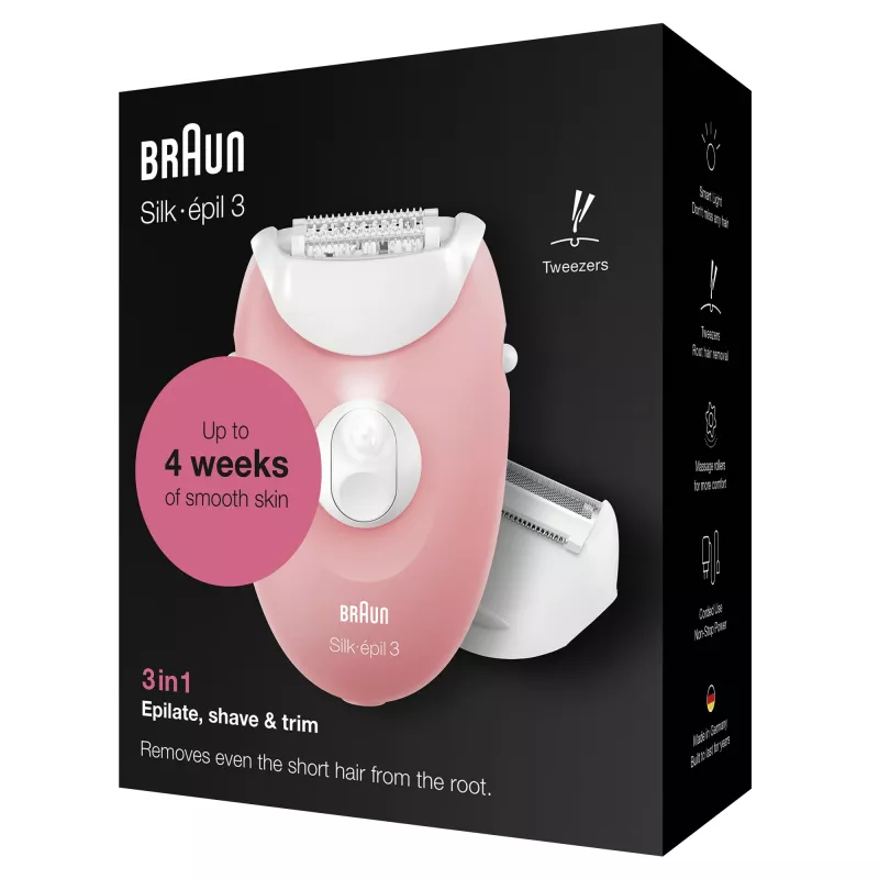 Braun Silk-epil 3-277 epilator, wit/roze