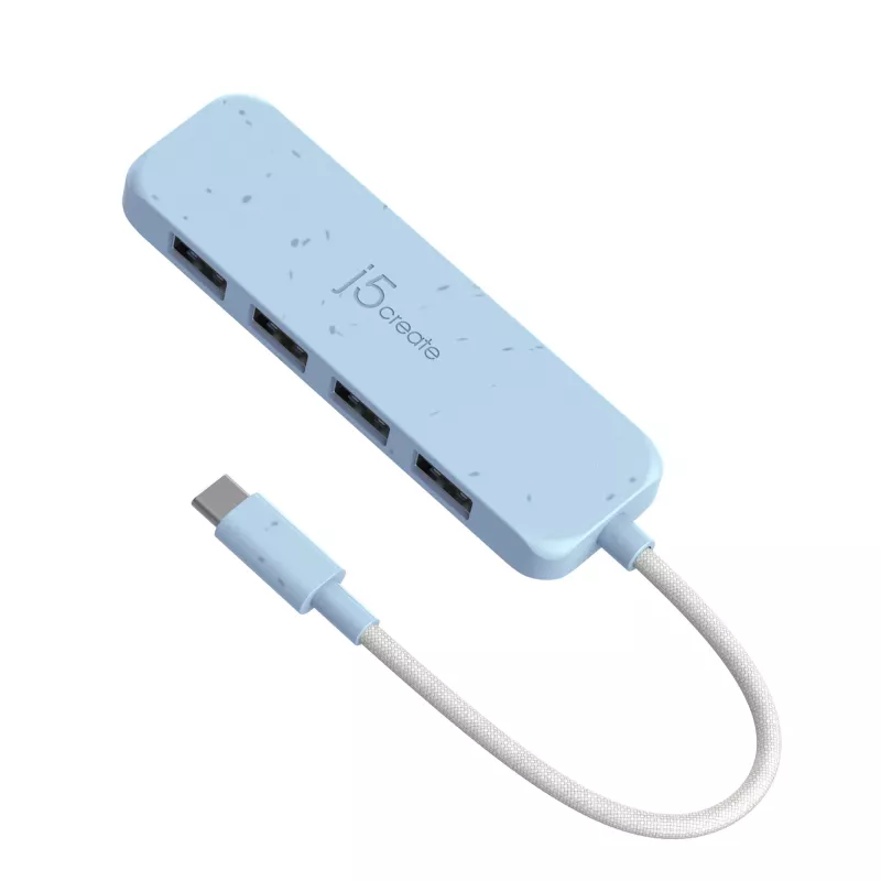 j5create milieuvriendelijke USB-C-naar-4-poorts Type-A Gen 2-hub