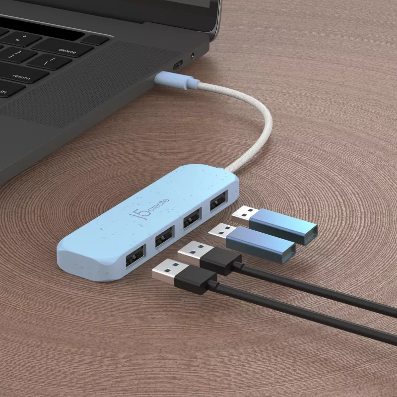 j5create milieuvriendelijke USB-C-naar-4-poorts Type-A Gen 2-hub