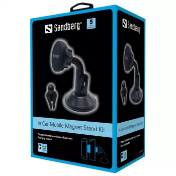 Sandberg In Car Mobile Magnet Stand Kit, telefoon, passieve houder, auto, zwart