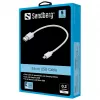 Sandberg MicroUSB sync-/oplaadkabel 0,2 m, 0,2 m, USB A, Micro-USB B, USB 2.0, wit