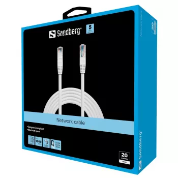 Sandberg netwerkkabel UTP Cat6 20 m, 20 m, Cat6, U/UTP (UTP), RJ-45, RJ-45, wit