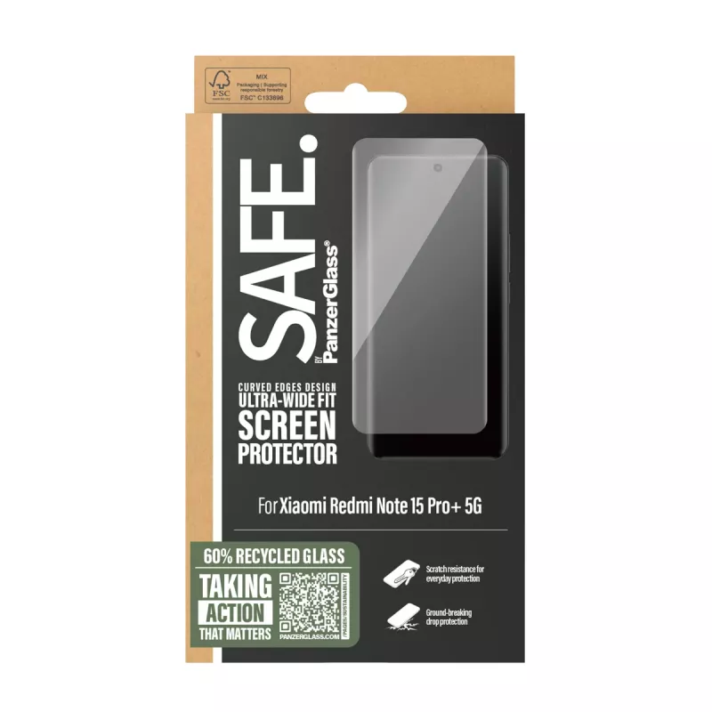 PanzerGlass SAFE. by ® Displayschermbescherming Xiaomi Redmi Note 15 Pro+ 5G | Ultra-Wide Fit