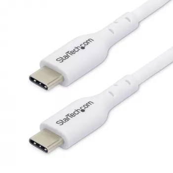 StarTech.com 1 m (3,3 ft) witte USB-C-oplaadkabel 2-pack, USB-C-kabel, USB 2.0 Type-C Laptop-oplaadkabel, 60 W 3 A Power Delivery, TPE-mantel, USB-C datatransmissiekabel, M/M