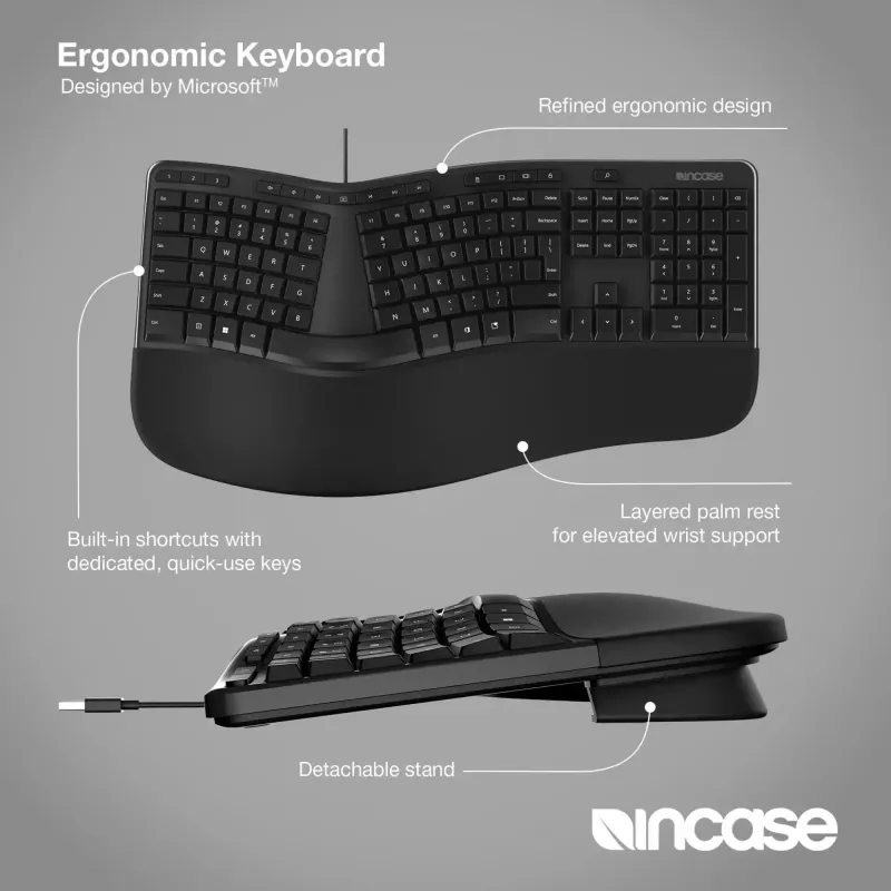 Incase Designed by Microsoft Ergonomisch Toetsenbord Office USB QWERTY Zwart