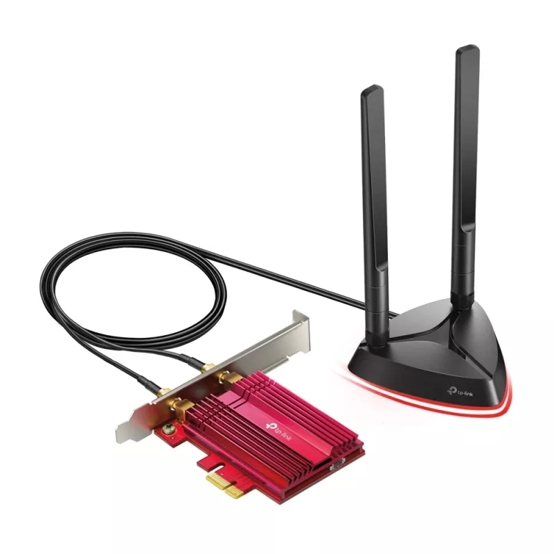 TP-Link AX3000 Wi-Fi 6 Bluetooth 5.0 PCIe-adapter, intern, draadloos, PCI Express, WLAN / Bluetooth, 2402 Mbit/s, zwart, rood