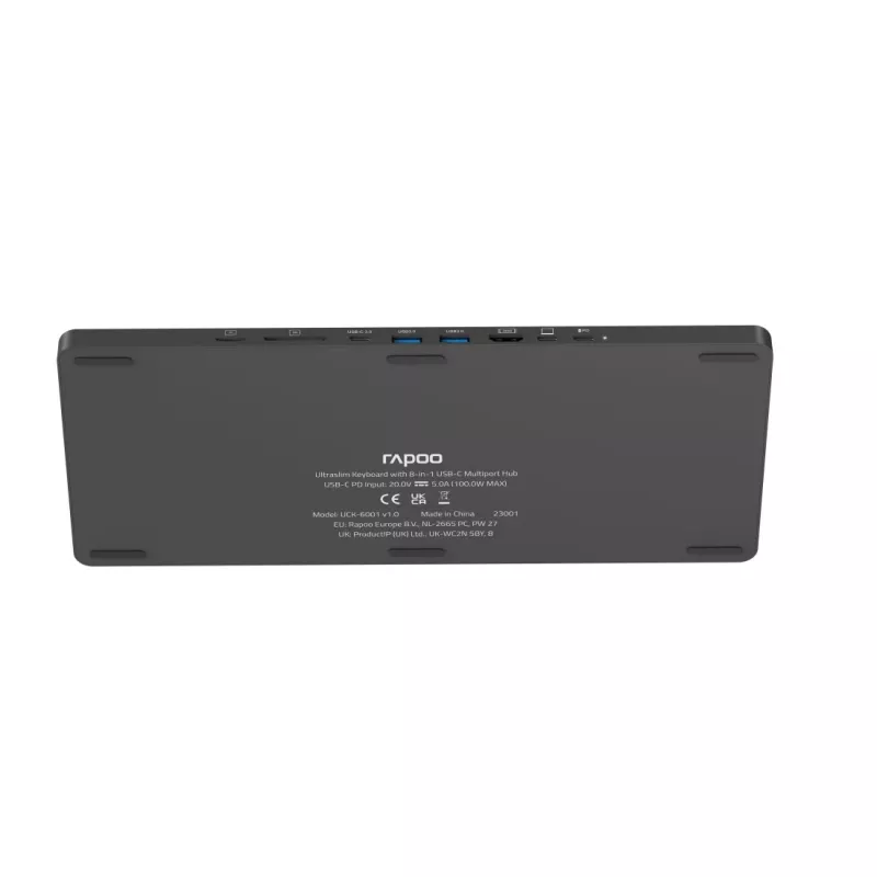 Rapoo UCK-6001 Ultradun toetsenbord met 8-in-1 USB-C-multiportadapter, QWERTZ