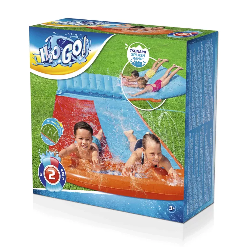 Bestway H2OGO! dubbele waterglijbaan met Tsunami Splash-ramp 4,88 m