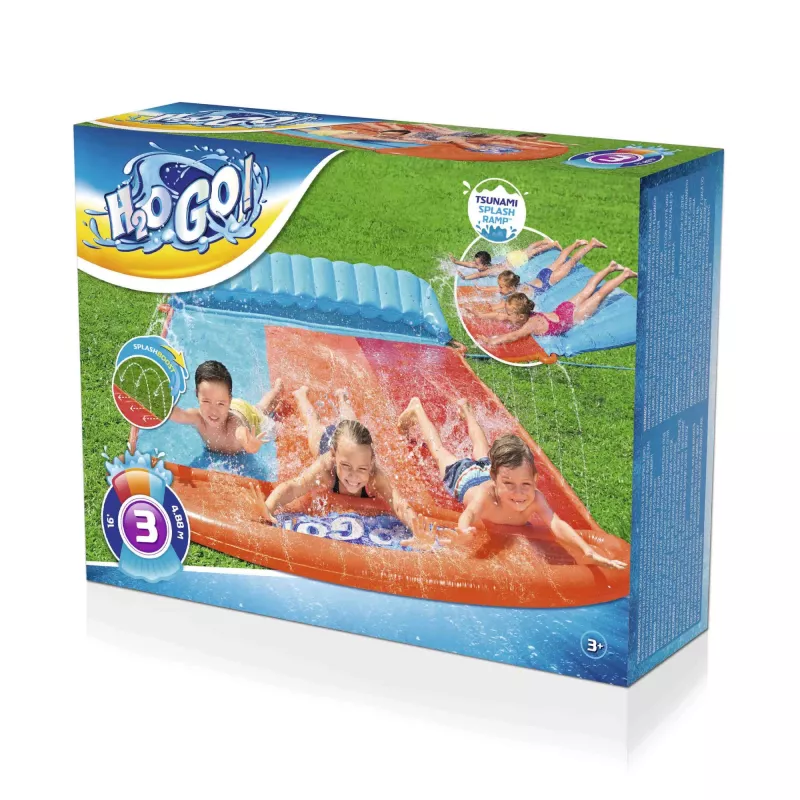 Bestway H2OGO! driedubbele glijbaan met Tsunami Splash-ramp 4,88 m