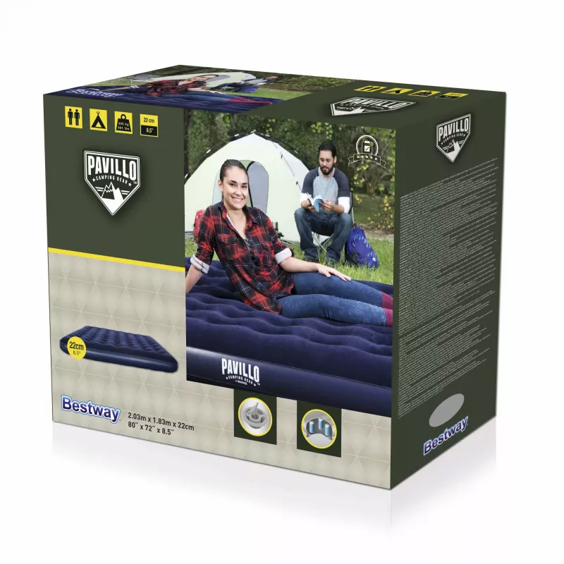 Bestway Flocked Airbed – King – 2,03 m x 1,83 m x 22 cm, dubbel luchtbed