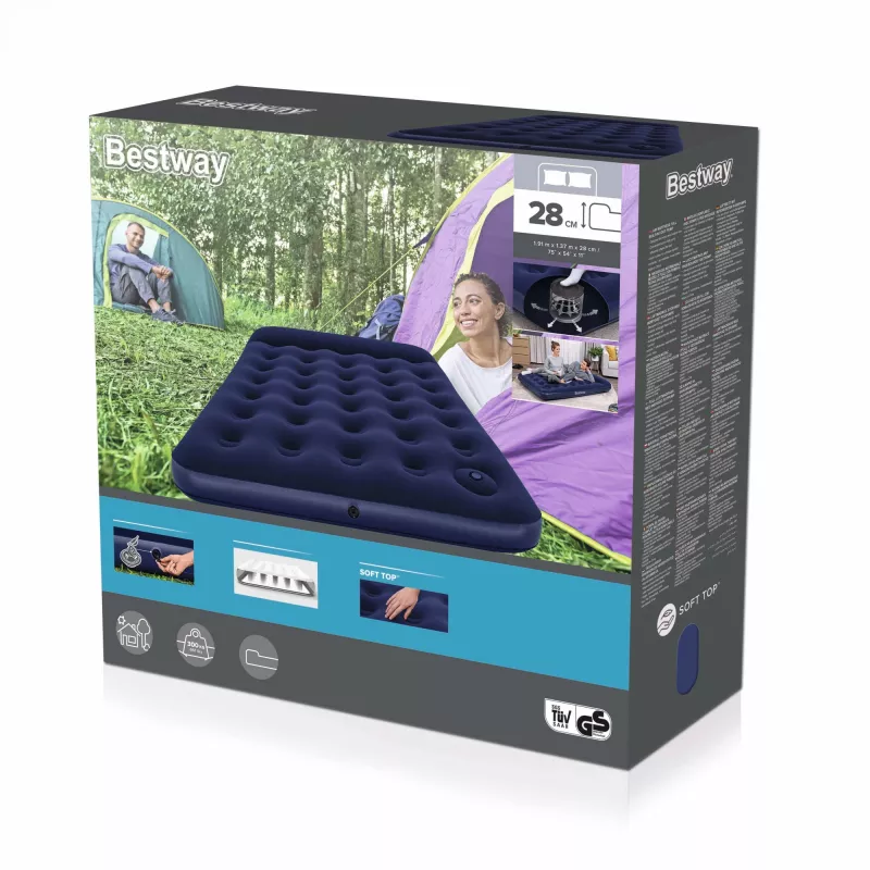 Bestway luchtbed Full met ingebouwde voetpomp 1,91 m x 1,37 m x 28 cm