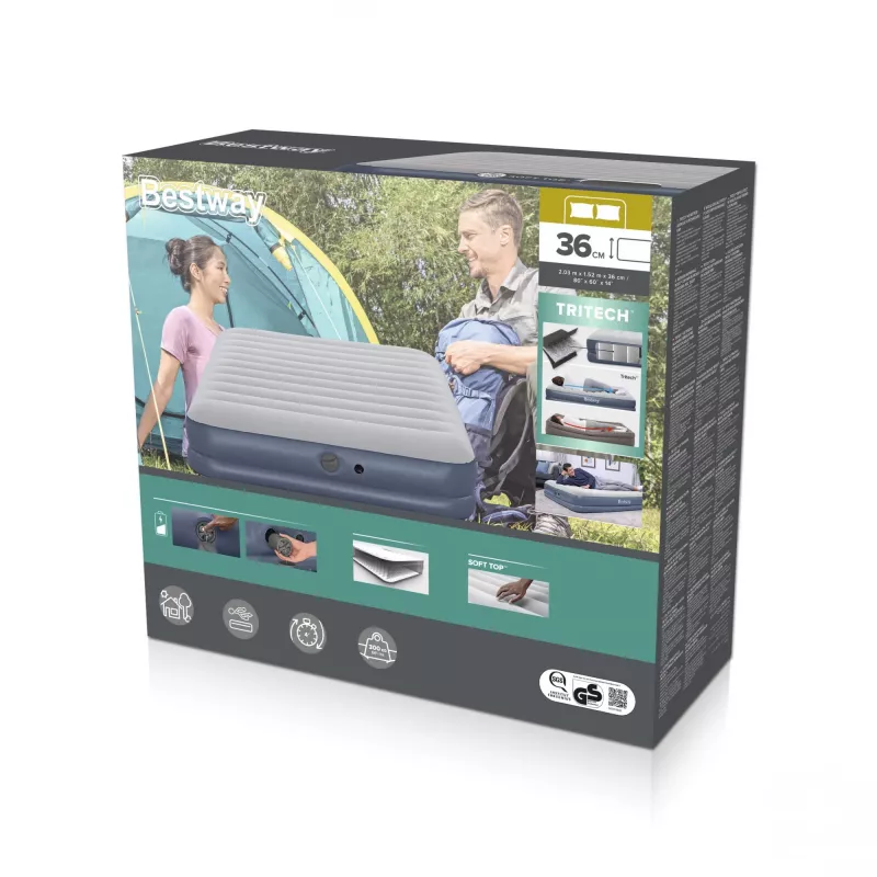 Bestway Tritech luchtbed Queen met oplaadbare pomp 2,03 m x 1,52 m x 36 cm
