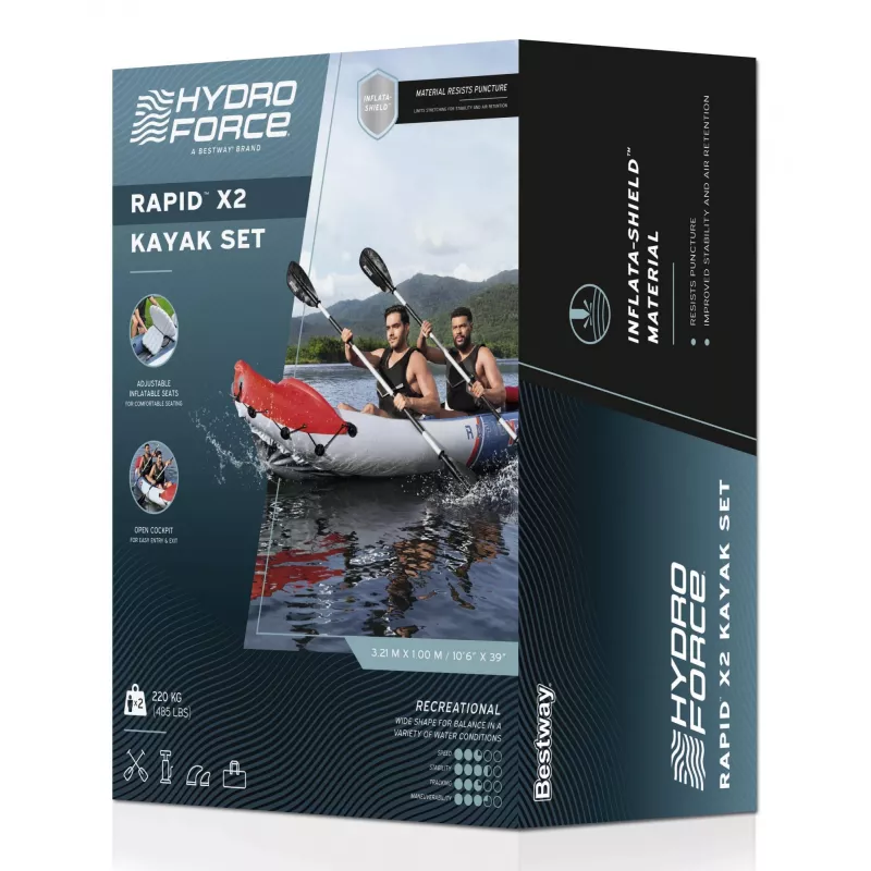 Bestway Hydro Force Rapid X2 opblaasbare kajak-set voor 2 personen 3,21 m