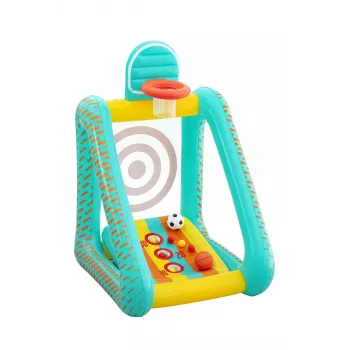 Bestway Perfect Aim 3-in-1 opblaasbaar yardspeelgoed, opblaasbaar speelcentrum, 5 jaar, polyvinylchloride (PVC), veelkleurig