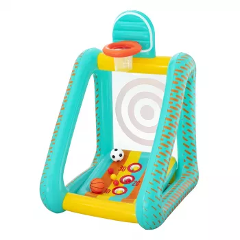 Bestway Perfect Aim 3-in-1 opblaasbaar yardspeelgoed, opblaasbaar speelcentrum, 5 jaar, polyvinylchloride (PVC), veelkleurig