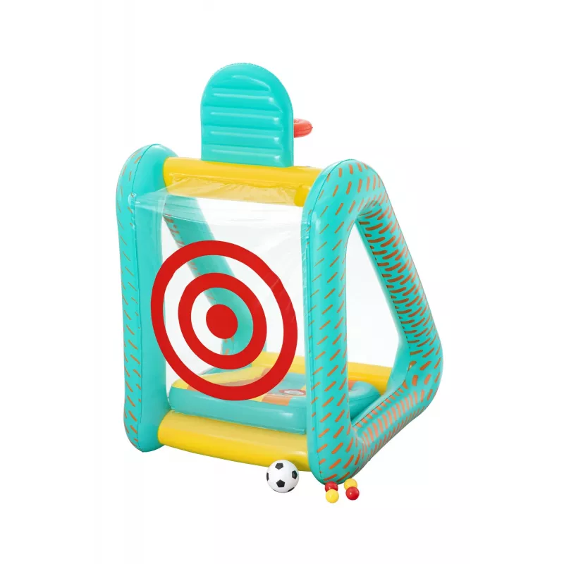 Bestway Perfect Aim 3-in-1 opblaasbaar yardspeelgoed, opblaasbaar speelcentrum, 5 jaar, polyvinylchloride (PVC), veelkleurig