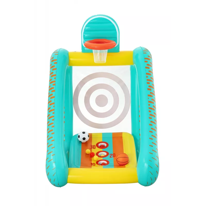 Bestway Perfect Aim 3-in-1 opblaasbaar yardspeelgoed, opblaasbaar speelcentrum, 5 jaar, polyvinylchloride (PVC), veelkleurig