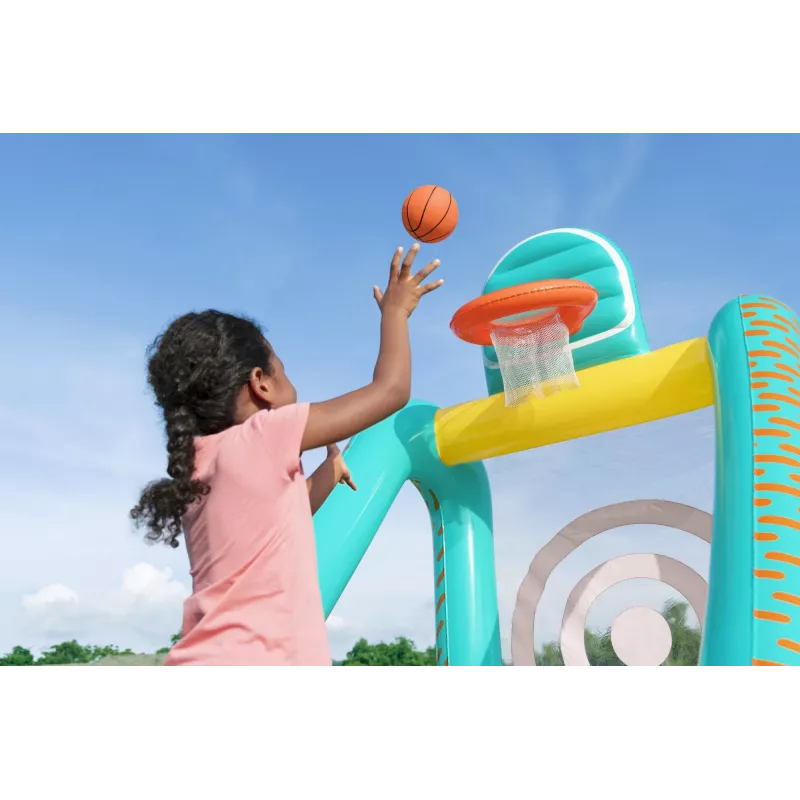 Bestway Perfect Aim 3-in-1 opblaasbaar yardspeelgoed, opblaasbaar speelcentrum, 5 jaar, polyvinylchloride (PVC), veelkleurig