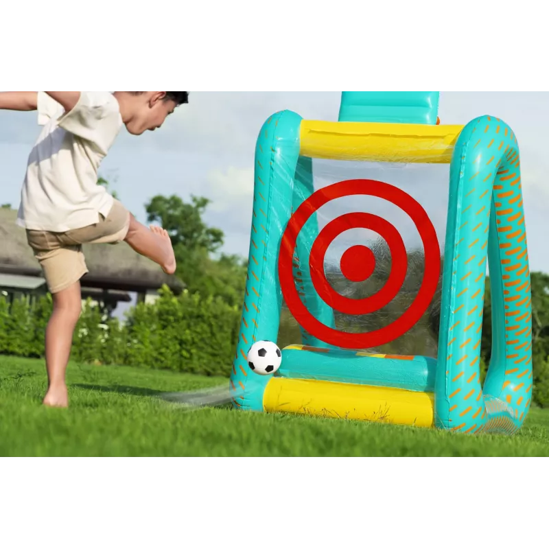 Bestway Perfect Aim 3-in-1 opblaasbaar yardspeelgoed, opblaasbaar speelcentrum, 5 jaar, polyvinylchloride (PVC), veelkleurig