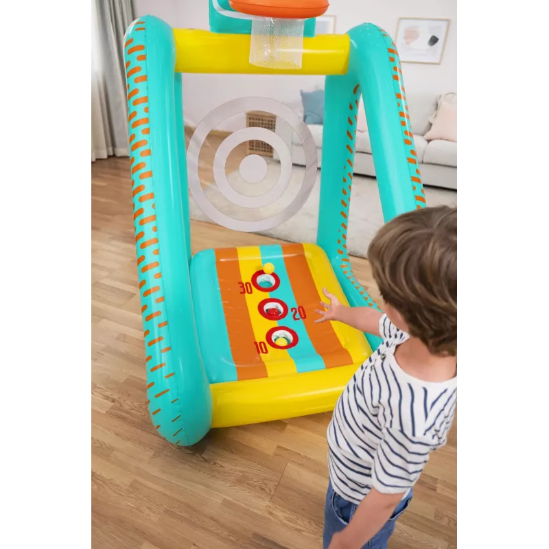 Bestway Perfect Aim 3-in-1 opblaasbaar yardspeelgoed, opblaasbaar speelcentrum, 5 jaar, polyvinylchloride (PVC), veelkleurig