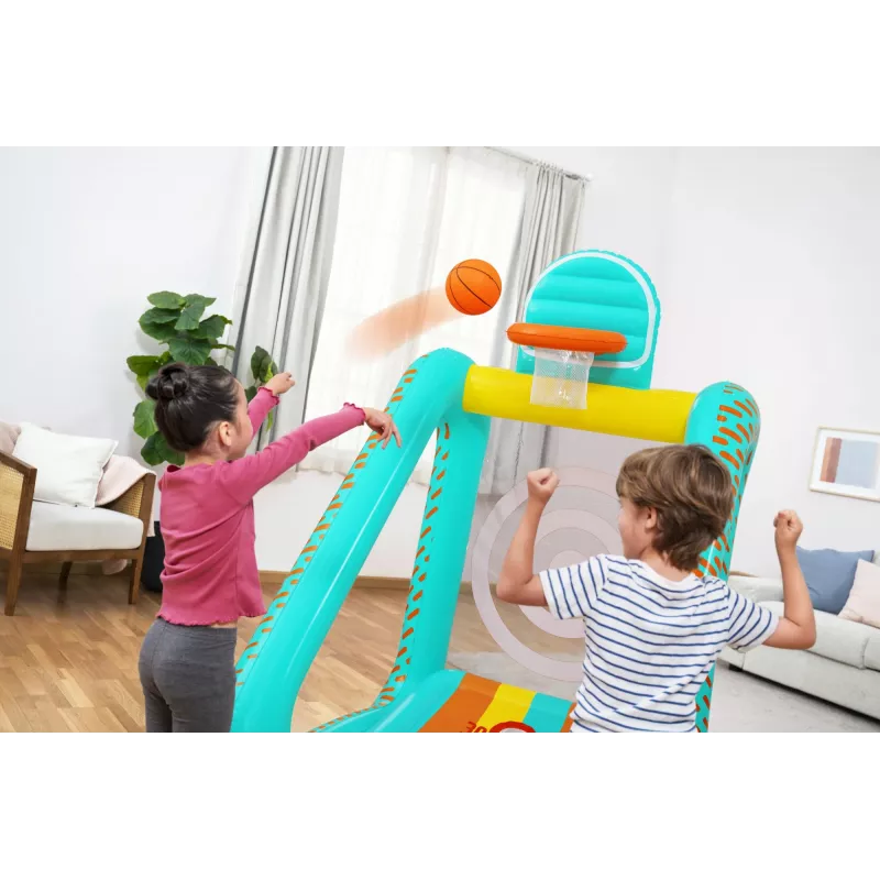 Bestway Perfect Aim 3-in-1 opblaasbaar yardspeelgoed, opblaasbaar speelcentrum, 5 jaar, polyvinylchloride (PVC), veelkleurig