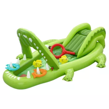 Bestway Later Gator opblaasbare waterspeelplaats en zwembad voor kinderen 2,34 m x 1,63 m x 87 cm