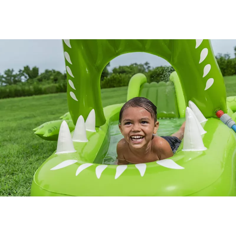 Bestway Later Gator opblaasbare waterspeelplaats en zwembad voor kinderen 2,34 m x 1,63 m x 87 cm
