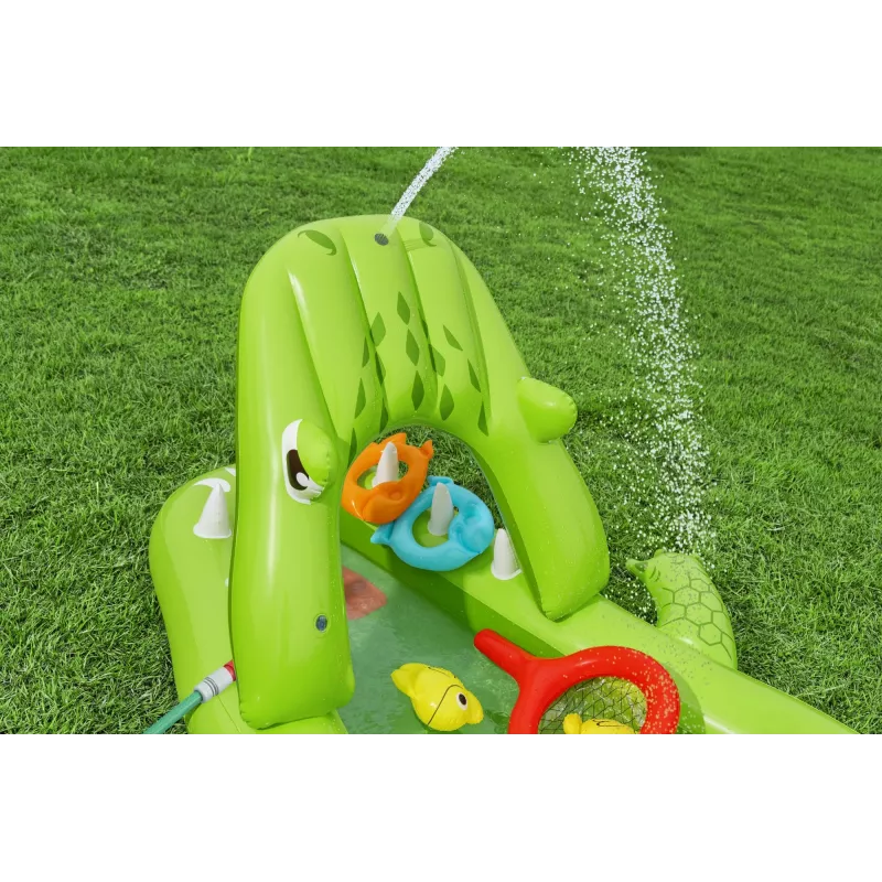 Bestway Later Gator opblaasbare waterspeelplaats en zwembad voor kinderen 2,34 m x 1,63 m x 87 cm