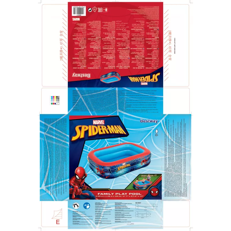 Bestway speelzwembad, opblaasbaar zwembad, 450 L, rechthoekig, 6 jaar, Spider-Man, vinyl