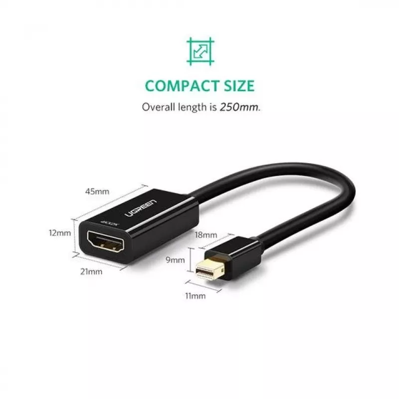Ugreen 40360 videokabel-adapter 0,25 m Mini DisplayPort HDMI zwart