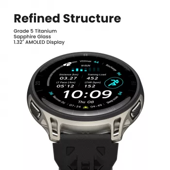 Amazfit Cheetah 2 Pro 3,35 cm (1,32 inch) AMOLED 48 mm Digitaal 466 x 466 Pixel Touchscreen Titanium Wi-Fi