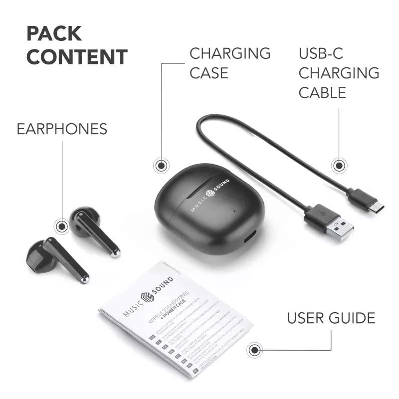 Music Sound Breeze capsule-bluetooth-oordopjes met gekleurde etui