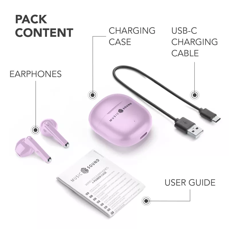 Music Sound Breeze capsule-bluetooth-oordopjes met gekleurde etui