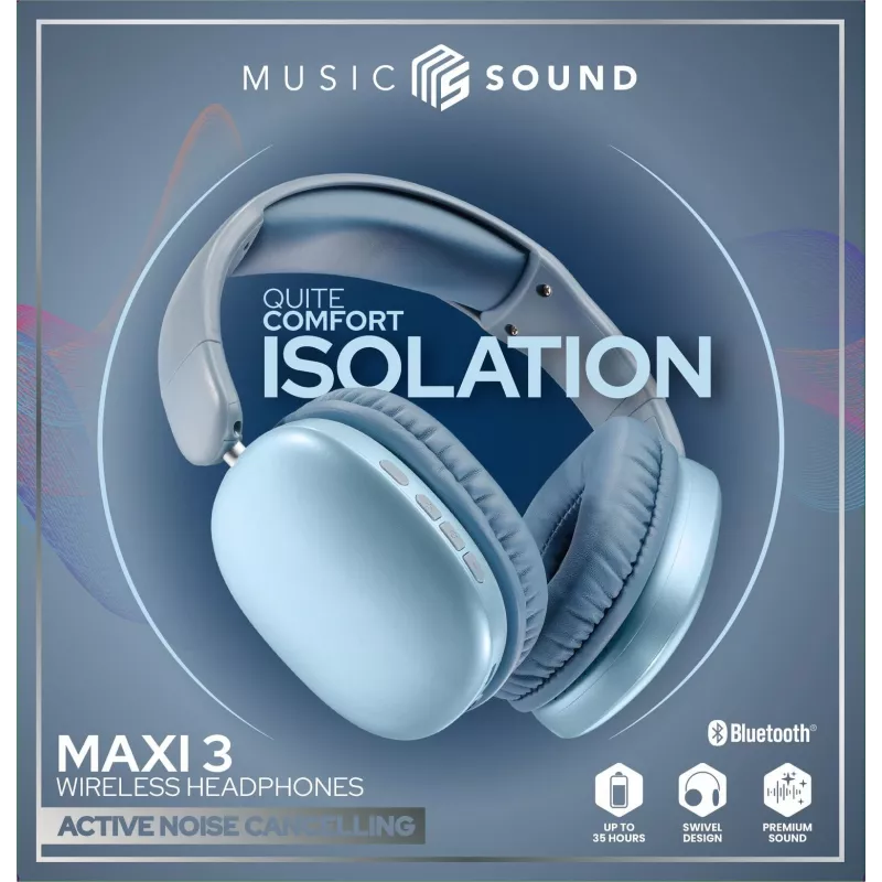 Music Sound MAXI3 MAXI3 draadloze over-ear-hoofdtelefoon met actieve ruisonderdrukking