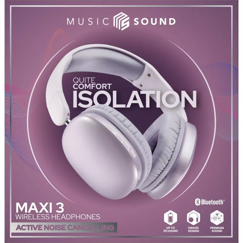 Music Sound MAXI3 MAXI3 draadloze over-ear-hoofdtelefoon met actieve ruisonderdrukking