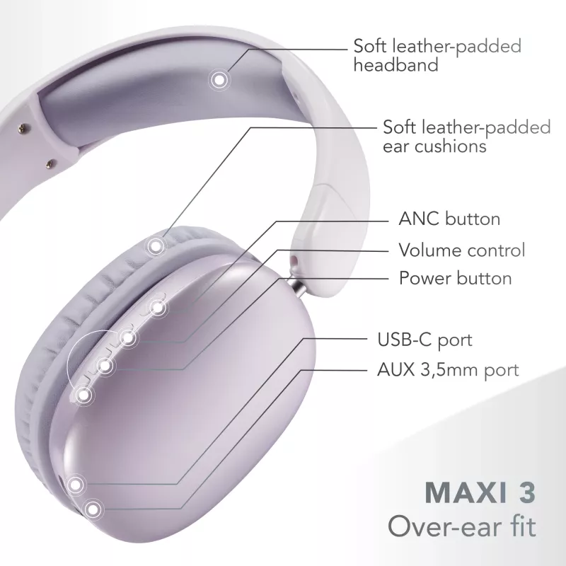 Music Sound MAXI3 MAXI3 draadloze over-ear-hoofdtelefoon met actieve ruisonderdrukking
