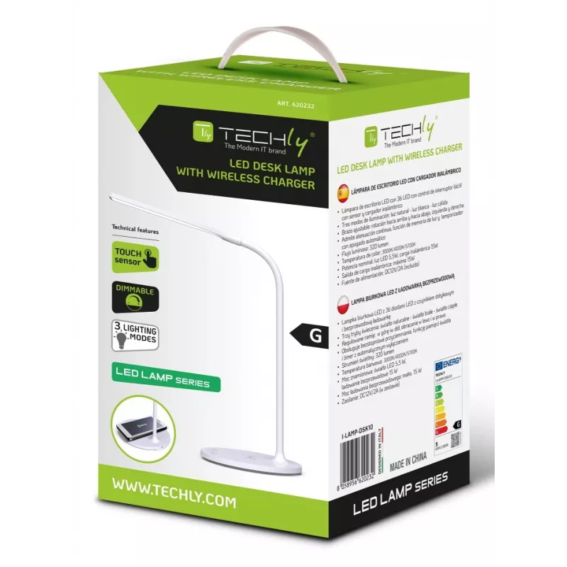 Techly I-LAMP-DSK10 Tafellamp Niet-vervangbare lamp 5,5 W LED G Wit