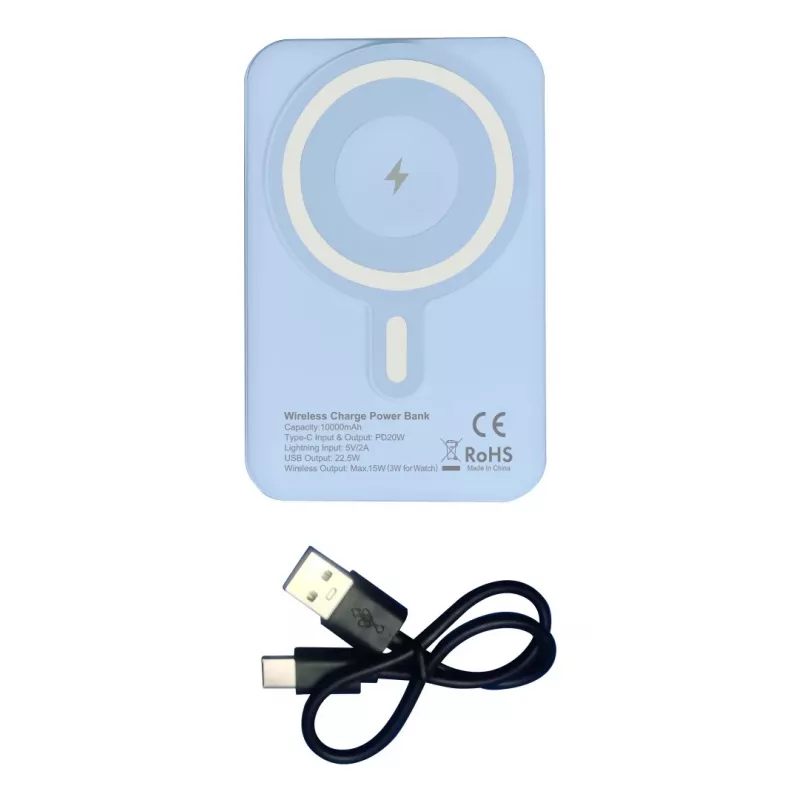 Techly I-CHARGE-10LCDBL Powerbank Lithium-polymeer (LiPo) 10000 mAh Draadloos laden Blauw