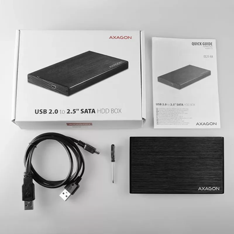 AXAGON EE25-XA - HDD / SSD-behuizing - 2.5 inch - SATA - Serial ATA II - Serial ATA III - 0,48 Gbit/s - USB-connectiviteit - zwart