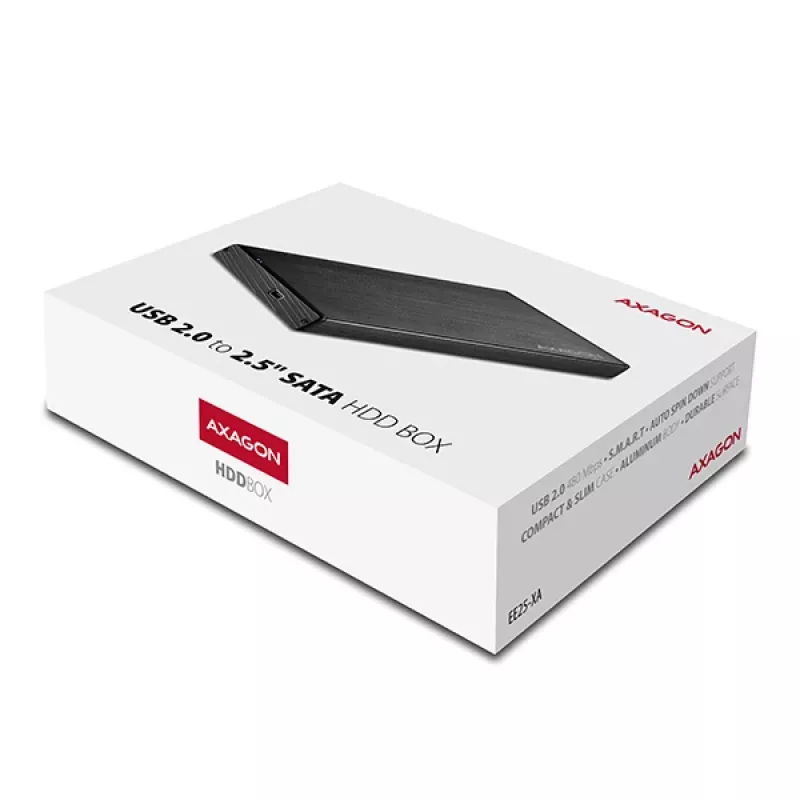 AXAGON EE25-XA - HDD / SSD-behuizing - 2.5 inch - SATA - Serial ATA II - Serial ATA III - 0,48 Gbit/s - USB-connectiviteit - zwart