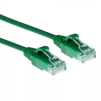 ACT Groen 10 meter LSZH U/UTP CAT6 datacenter slimline patchkabel, rastnasenvrij met RJ45-stekkers