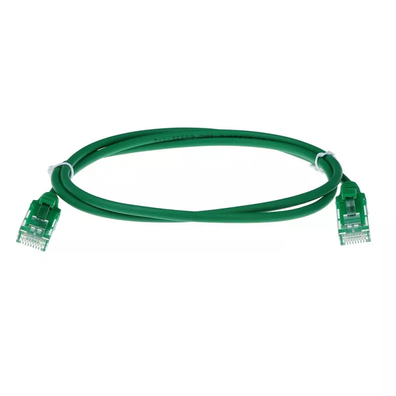 ACT Groen 10 meter LSZH U/UTP CAT6 datacenter slimline patchkabel, rastnasenvrij met RJ45-stekkers