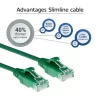 ACT Groen 10 meter LSZH U/UTP CAT6 datacenter slimline patchkabel, rastnasenvrij met RJ45-stekkers