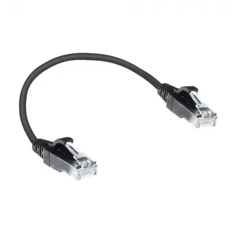 ACT Zwart 0,15 meter LSZH U/UTP CAT6 datacenter slimline patchkabel rastnasenvrij met RJ45-stekkers