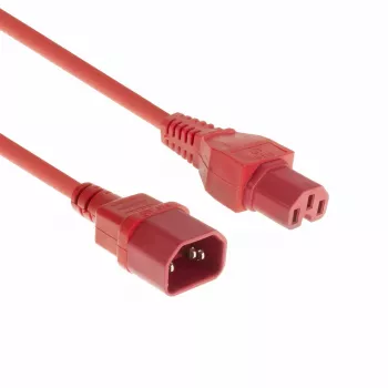 ACT stroomkabel C14 - C15 rood 3 m, 3 m, C14-koppeling, C15-koppeling, 250 V, 10 A
