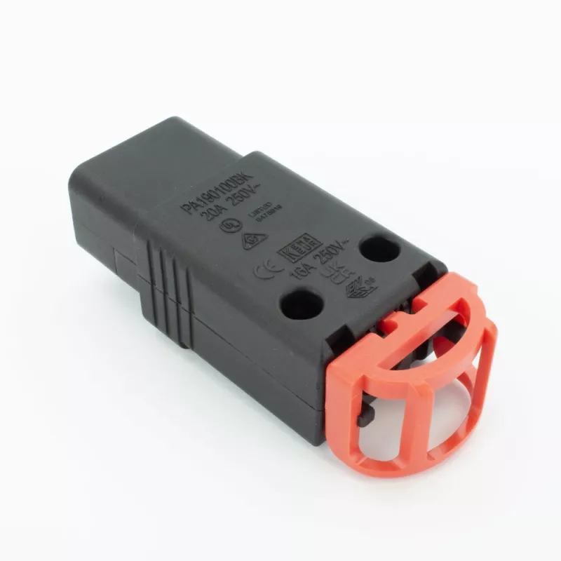 ACT C19 IEC Lock+ heransluitbaar zwart, PA190100BK, C19, recht, bus, 250 V, 16 A, zwart, rood